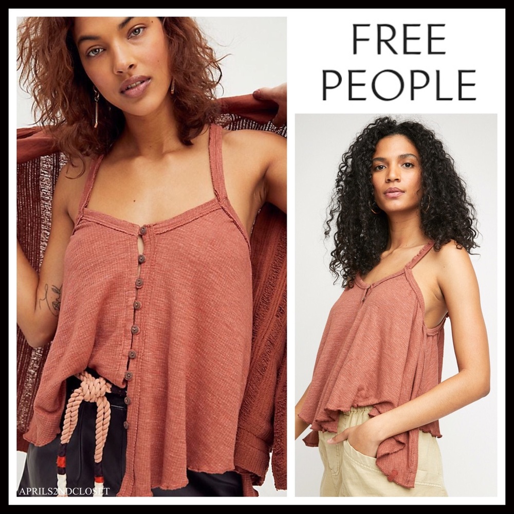 FREE PEOPLE BOHO FLOWY TOP BUTTON DOWN TANK SLEEVELESS BOHEMIAN KNIT TOP A3C - Picture 9 of 16